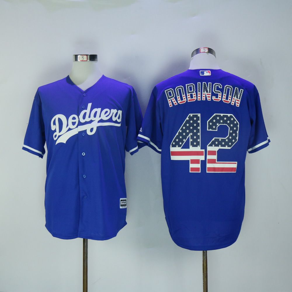 Men Los Angeles Dodgers #42 Robinson Blue National flag MLB Jerseys->los angeles dodgers->MLB Jersey